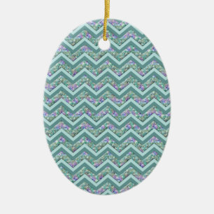 Rainbow Foil ZigZag Mönster Julgransprydnad Keramik