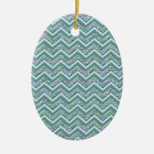 Rainbow Foil ZigZag Mönster Julgransprydnad Keramik (Framsidan)