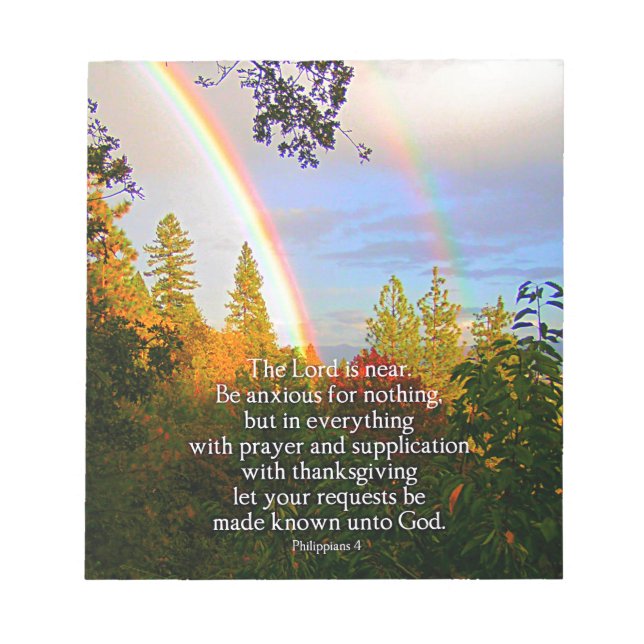 Rainbow Forest Christian Scripture Bible Verse Anteckningsblock (Framsida)