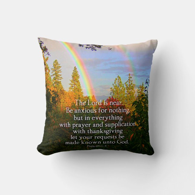 Rainbow Forest Christian Scripture Bible Verse Kudde (Framsida)