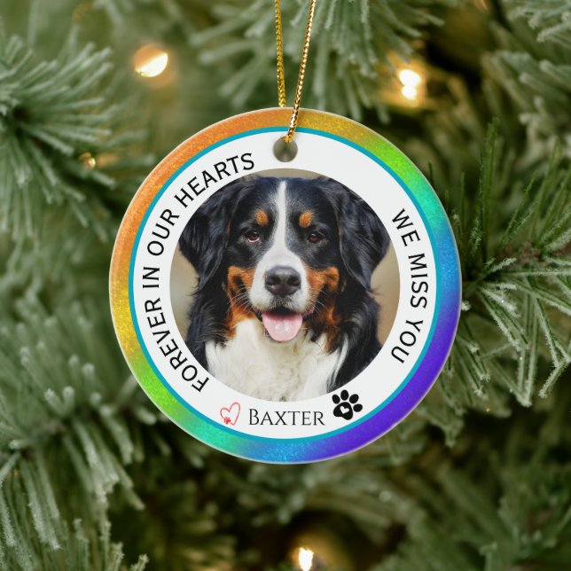 Rainbow Forever i Hearts Pet Memorial Julgransprydnad Keramik (Träd)