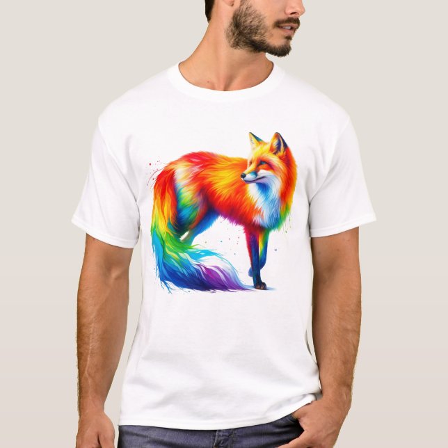 Rainbow Fox T Shirt (Framsida)