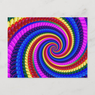 Rainbow Fractal Art Swirl Mönster Vykort