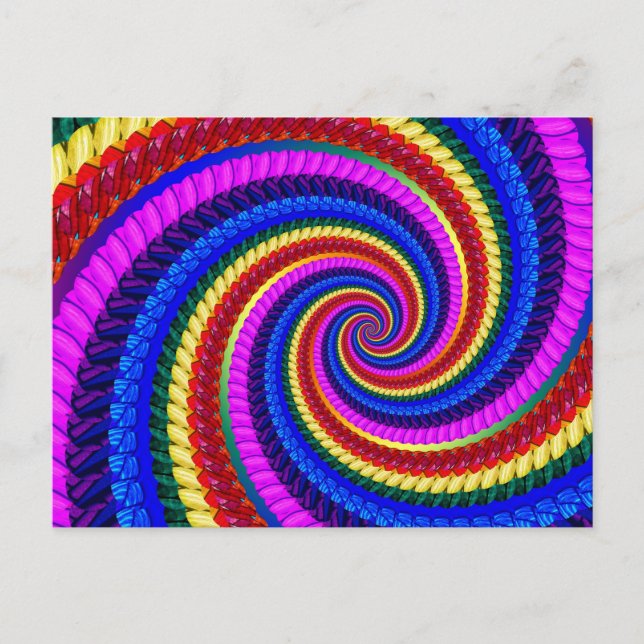 Rainbow Fractal Art Swirl Mönster Vykort (Framsida)