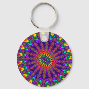 Rainbow Fractal Burst Nyckelring