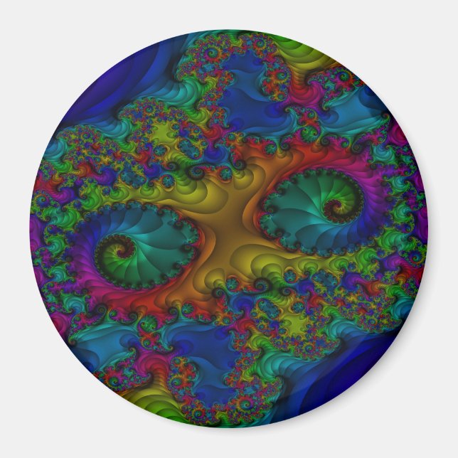 Rainbow Fractal CIrcle Magnet (Framsidan)