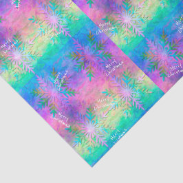 Rainbow Fractal Tie-Dye Snowflake Merry Christmas