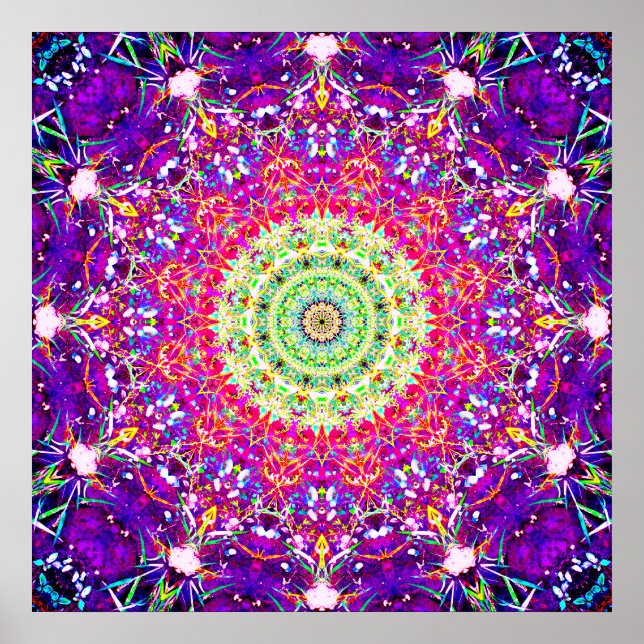 Rainbow Fractaler | Kaleidoscopic Mandala Poster (Framsidan)