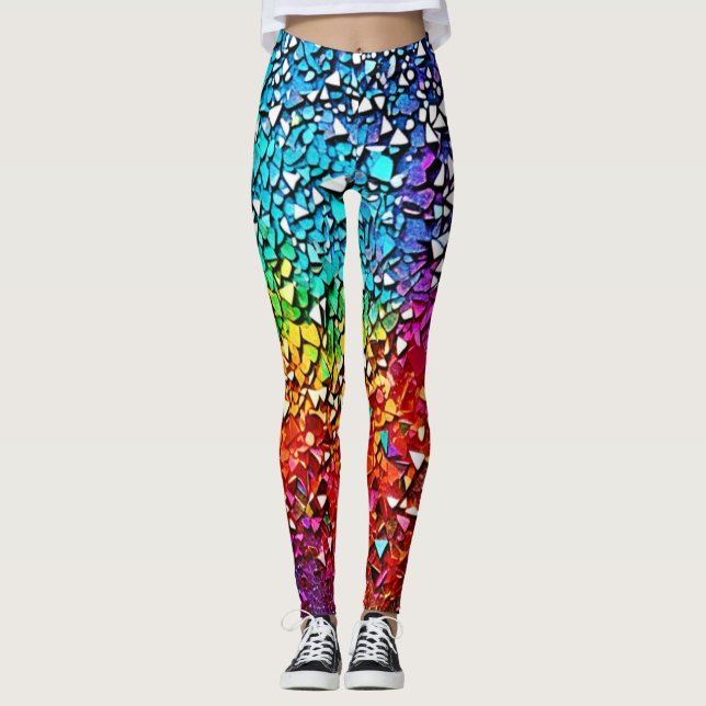 Rainbow Fragment Mosaic Leggings (Framsida)