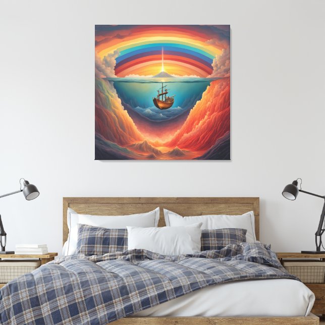 Rainbow Frakt AI art Canvastryck (Insitu (sovrum))