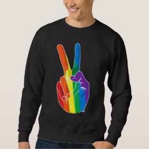 Rainbow Fredstecken Kärlek Lesbisk Gay LGBT Pride Lång Ärmad Tröja
