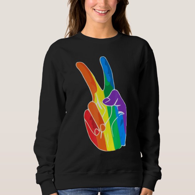 Rainbow Fredstecken Kärlek Lesbisk Gay LGBT Pride T Shirt (Framsida)