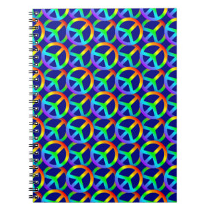 Rainbow Fredstecken Mönster Anteckningsbok Med Spiral