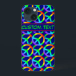 Rainbow Fredstecken Phone Case med Anpassningsbar<br><div class="desc">Fredssymbolen mönster-mobiltelefon fodral i regnbåge färg med redigerbart textblock.  Tillgänglig för iPhone,  Galaxy och andra populära smartphone- och Tablet-modeller.</div>