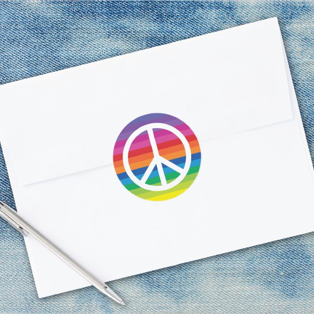 Rainbow Fredstecken Runt Klistermärke (Skapare uppladdad)