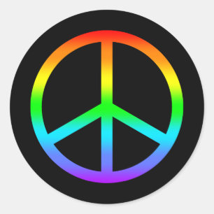 Rainbow Fredstecken Sticker Runt Klistermärke