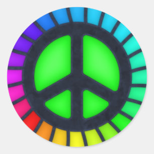 Rainbow Fredstecken Sticker Runt Klistermärke