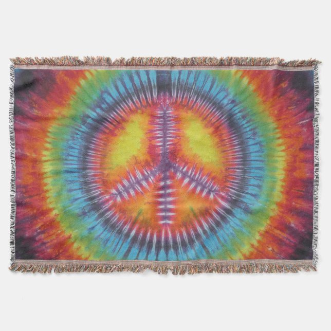 Rainbow Fredstecken Tie Dye Throw Blanket Filt (Framsidan)