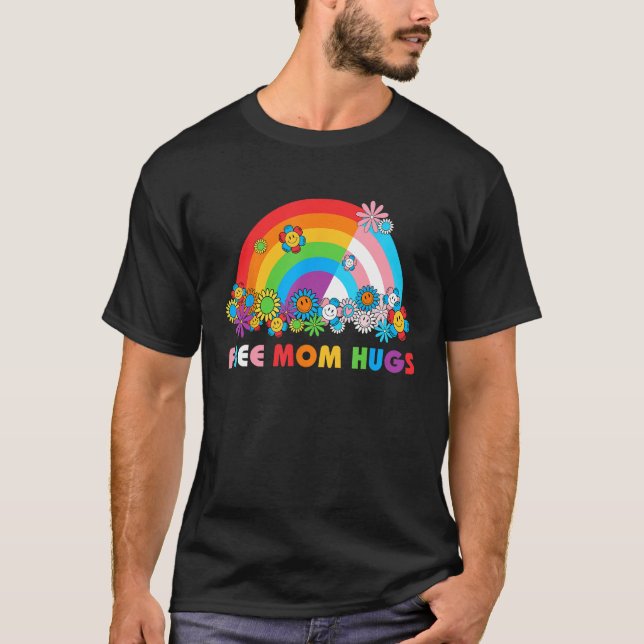 Rainbow Free Mamma Hugs Proud Mamma Gay pride Mont T Shirt (Framsida)