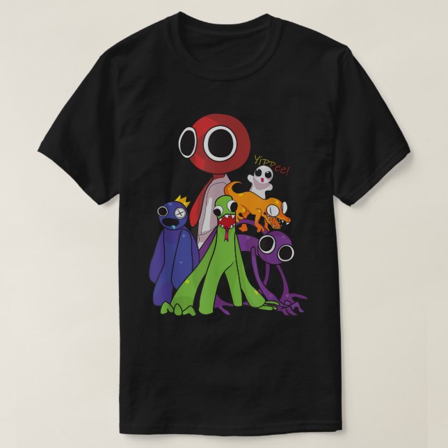 Rainbow Friends Blue Red orange grönt T Shirt (Design framsida)