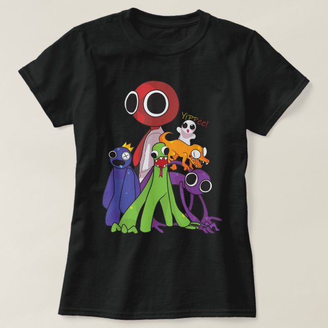 Rainbow Friends Blue Red orange grönt T Shirt (Design framsida)