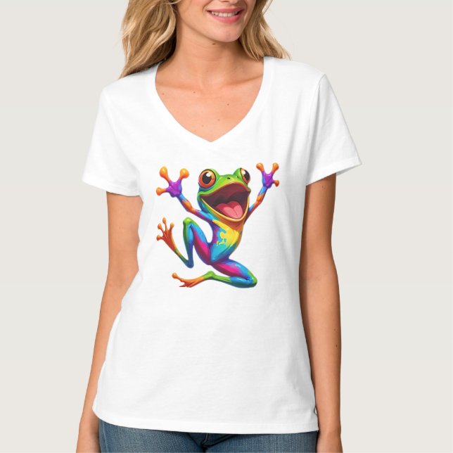 Rainbow Frog  T Shirt (Framsida)