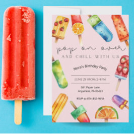 Rainbow Fruit Popsicle Födelsedagsfest inbjudan