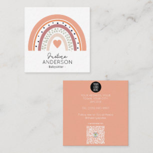Rainbow Funky SCANDI HEART RAINBOW BABYSITTER Fyrkantigt Visitkort