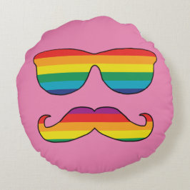 Rainbow Funny Ansikte Rund Kudde