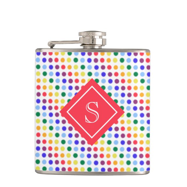 Rainbow Fuzzy Dots Personlig Monogram Fickplunta (Framsidan)