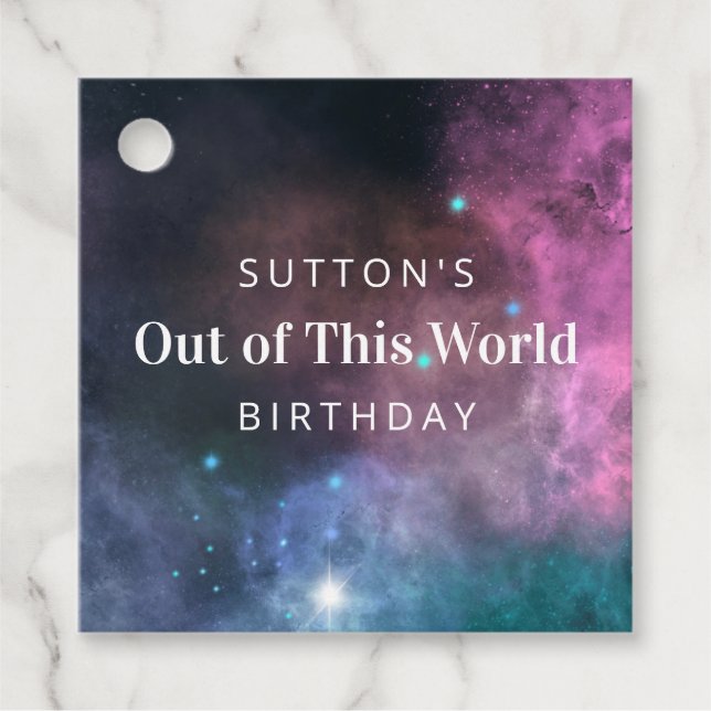 Rainbow Galaxy Birthday Gåvor Etiketter (Framsida)