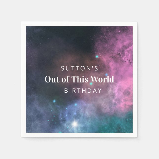 Rainbow Galaxy Birthday Pappersservett (Framsidan)