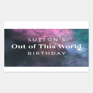 Rainbow Galaxy Birthday Rektangulärt Klistermärke