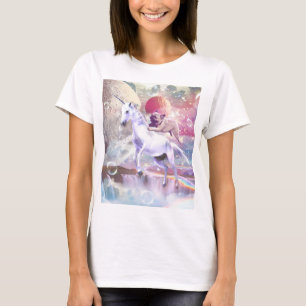Rainbow galaxy pug ridenmajs i rymden. t shirt