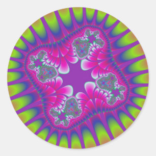 Rainbow Gardenia Flower Large Round Stickers Runt Klistermärke