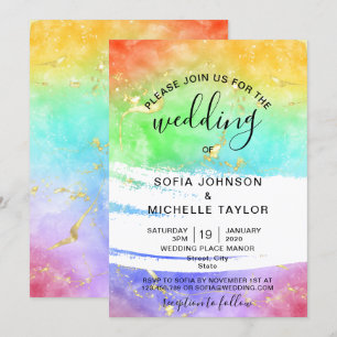 Rainbow Gay and Lesbisk Pride Mrs. & Mrs. Invation Inbjudningar