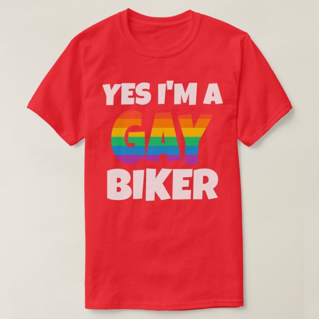 Rainbow Gay Biker Ja, jag är T Shirt (Design framsida)