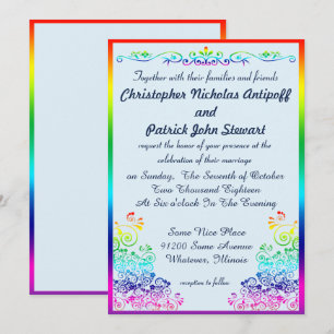 Rainbow Gay Elegant Snyggt Pride Bröllop Inbjudningar