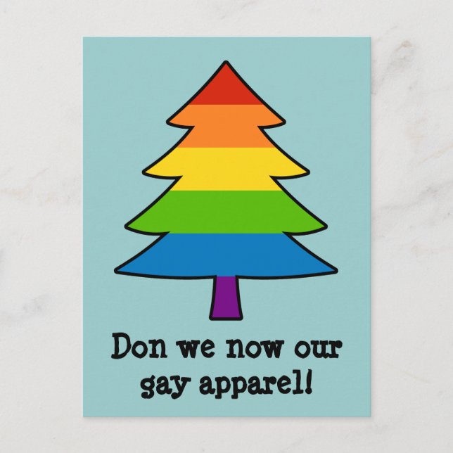 Rainbow Gay Julafton Träd Helg Vykort (Framsida)