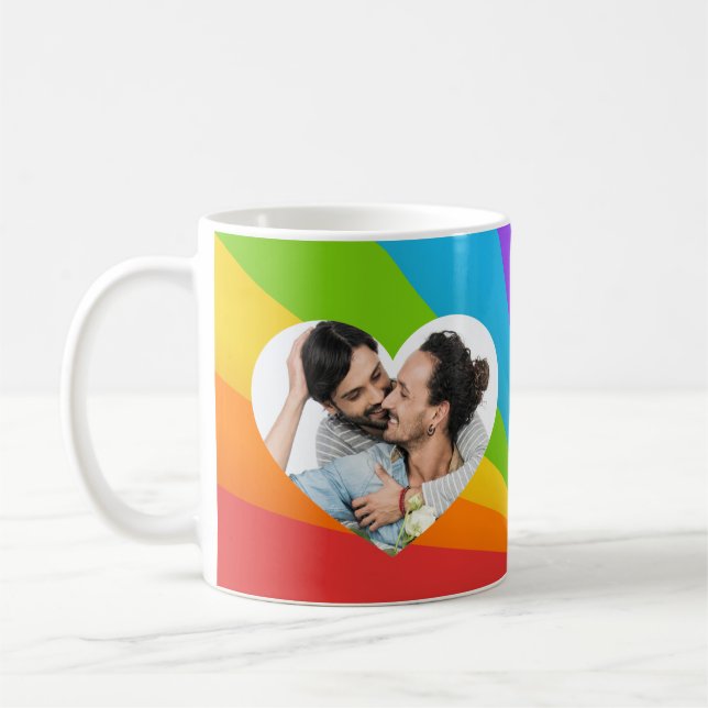 Rainbow Gay par Photo in Heart Romantic Kärlek Kaffemugg (Vänster)