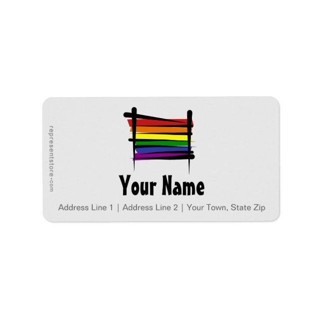 Rainbow Gay pride Brush Flagga Adressetikett (Framsidan)