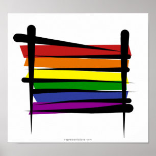 Rainbow Gay pride Brush Flagga Poster