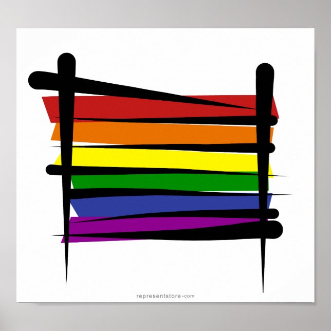 Rainbow Gay pride Brush Flagga Poster (Framsidan)
