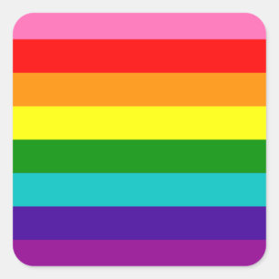 Rainbow Gay pride LGBT Original 8 Rand Flagga Fyrkantigt Klistermärke