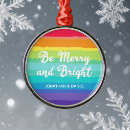 Rainbow Gay pride Merry & Bright Anpassningsbar ju Julgransprydnad Metall