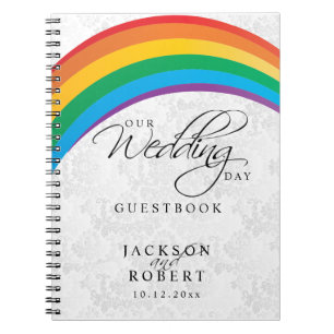 Rainbow Gay - Vår Bröllopsdag - Guestbook Anteckningsbok Med Spiral