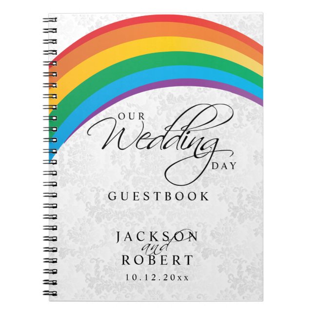 Rainbow Gay - Vår Bröllopsdag - Guestbook Anteckningsbok Med Spiral (Framsidan)