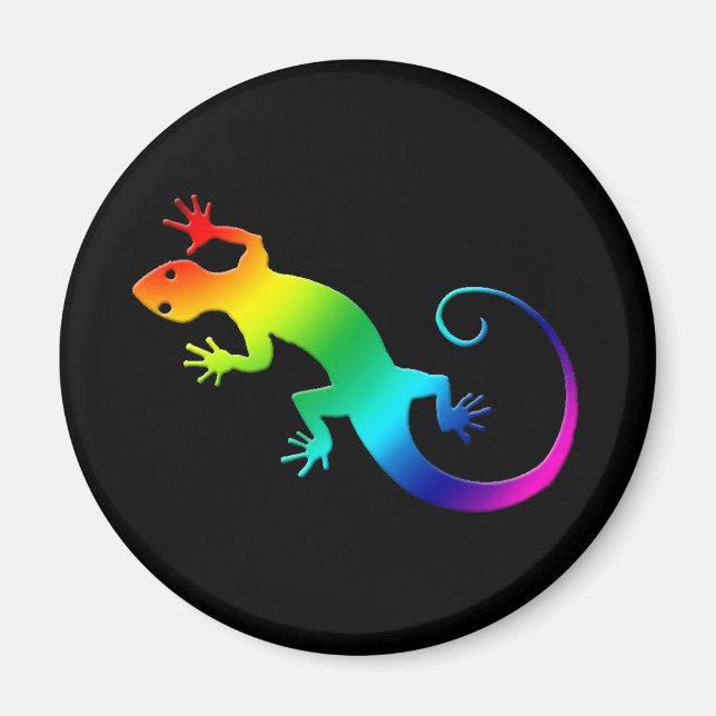 Rainbow Gecko Mörk Magnet (Framsidan)