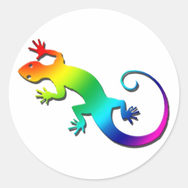 Rainbow Gecko Stickers Runt Klistermärke (Framsida)