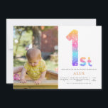 Rainbow Gender Neutral 1:a födelsedagsfoto Inbjudningar<br><div class="desc">Kasta en fantastisk party till baby med den här regnbågsinbjudan på första födelsedag. Genom våra inbjudningar ser vi till att du inte bara firar i stil utan också har din familj och dina vänner vid din sida som du. Enkel att lägga till egna foton och texter.</div>